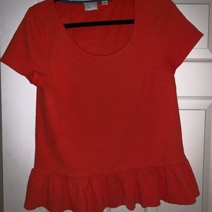 Orange Ruffle Peplum Top